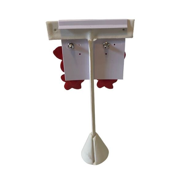 Gorgeous Burnt Orange Colored Floral Double Drop Earrings. - Picture 4 of 6